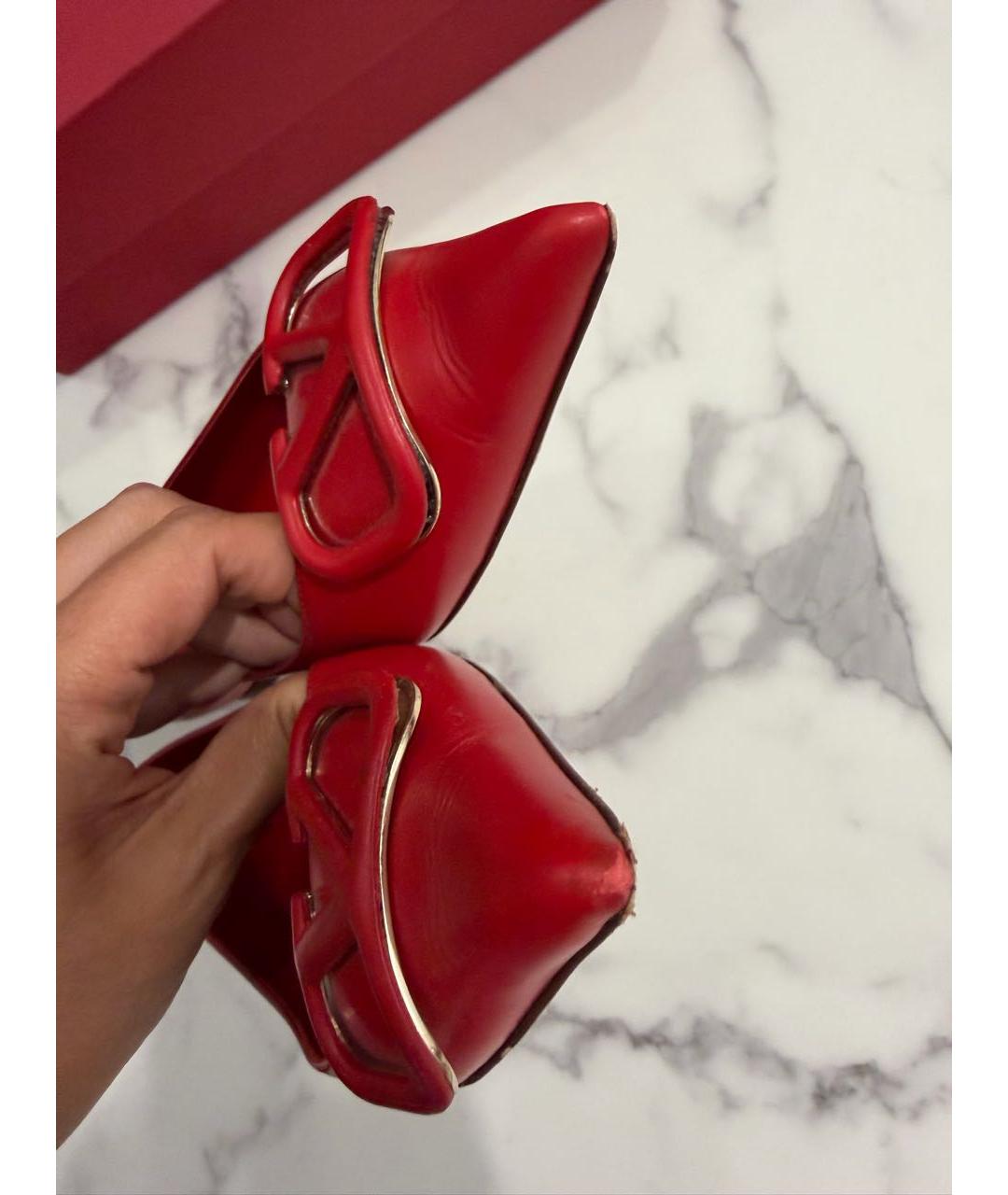 VALENTINO Красные кожаные балетки, фото 4
