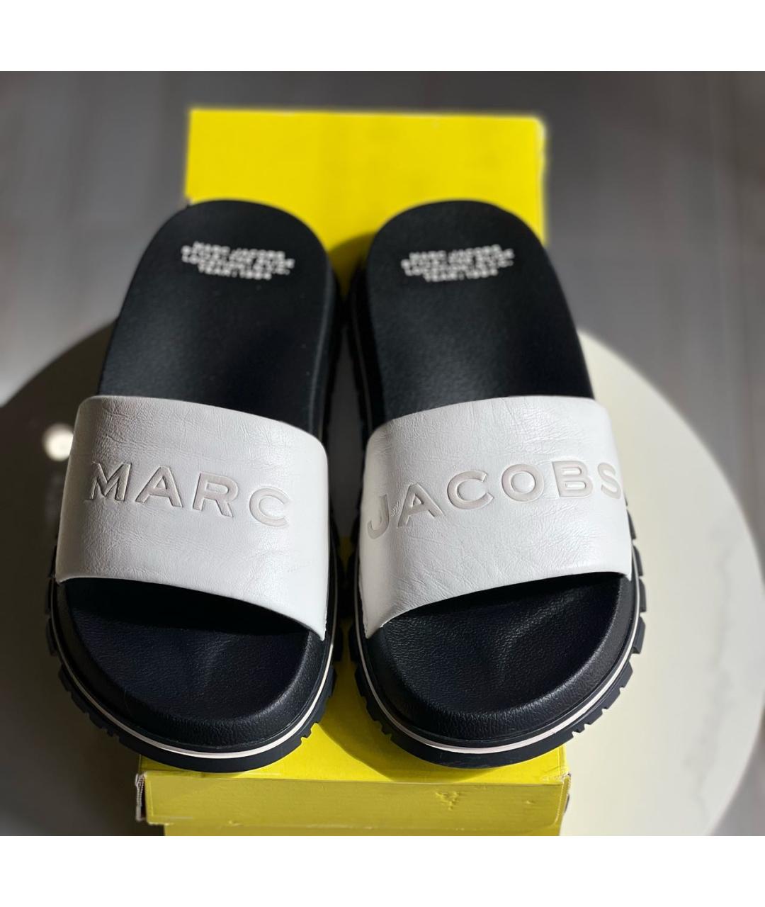 MARC JACOBS Белые кожаные шлепанцы, фото 2