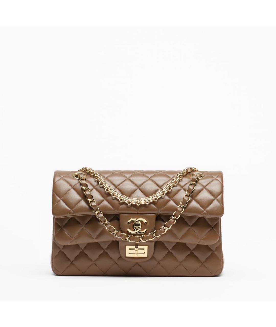 CHANEL Коричневая кожаная сумка через плечо, фото 5