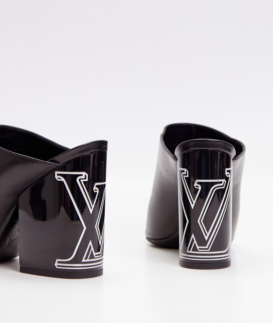 LOUIS VUITTON Черные кожаные мюли, фото 4