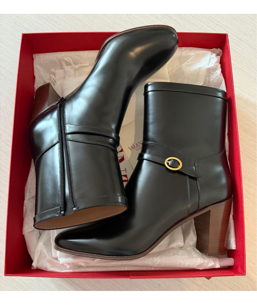 VALENTINO Черные кожаные ботильоны, фото 3