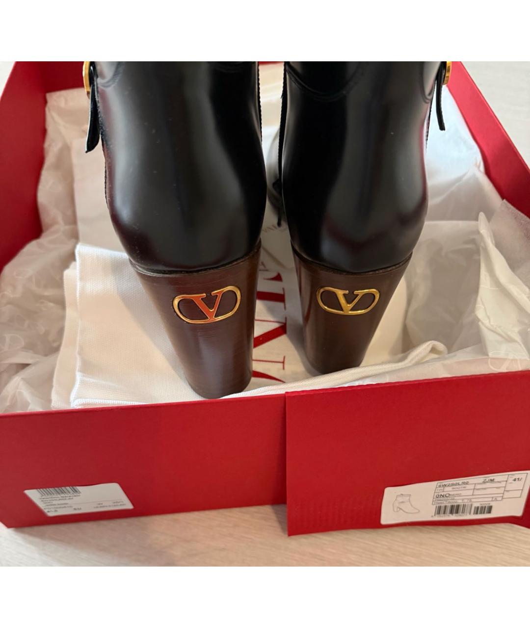 VALENTINO Черные кожаные ботильоны, фото 4