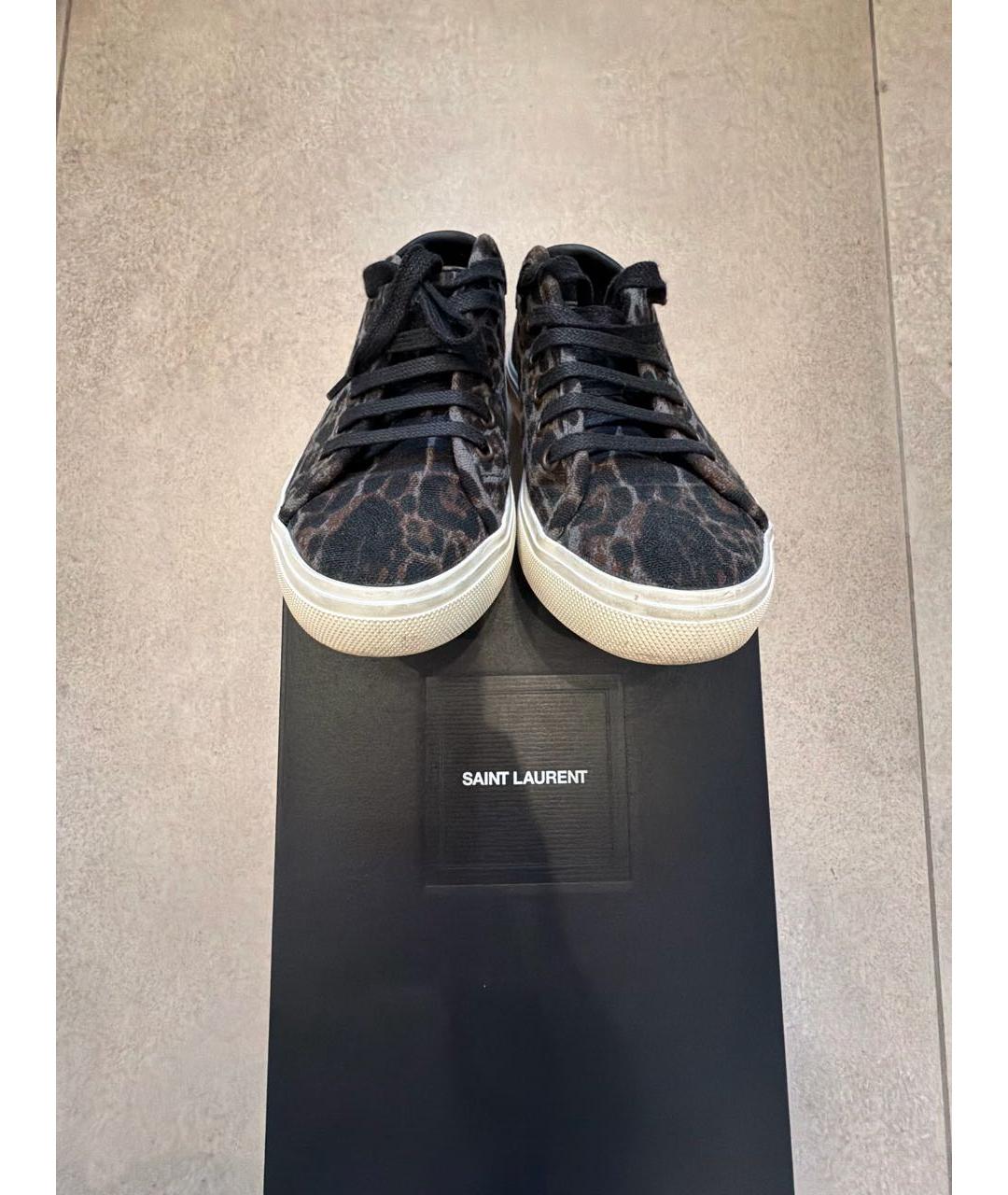 SAINT LAURENT Хаки текстильные кеды, фото 4