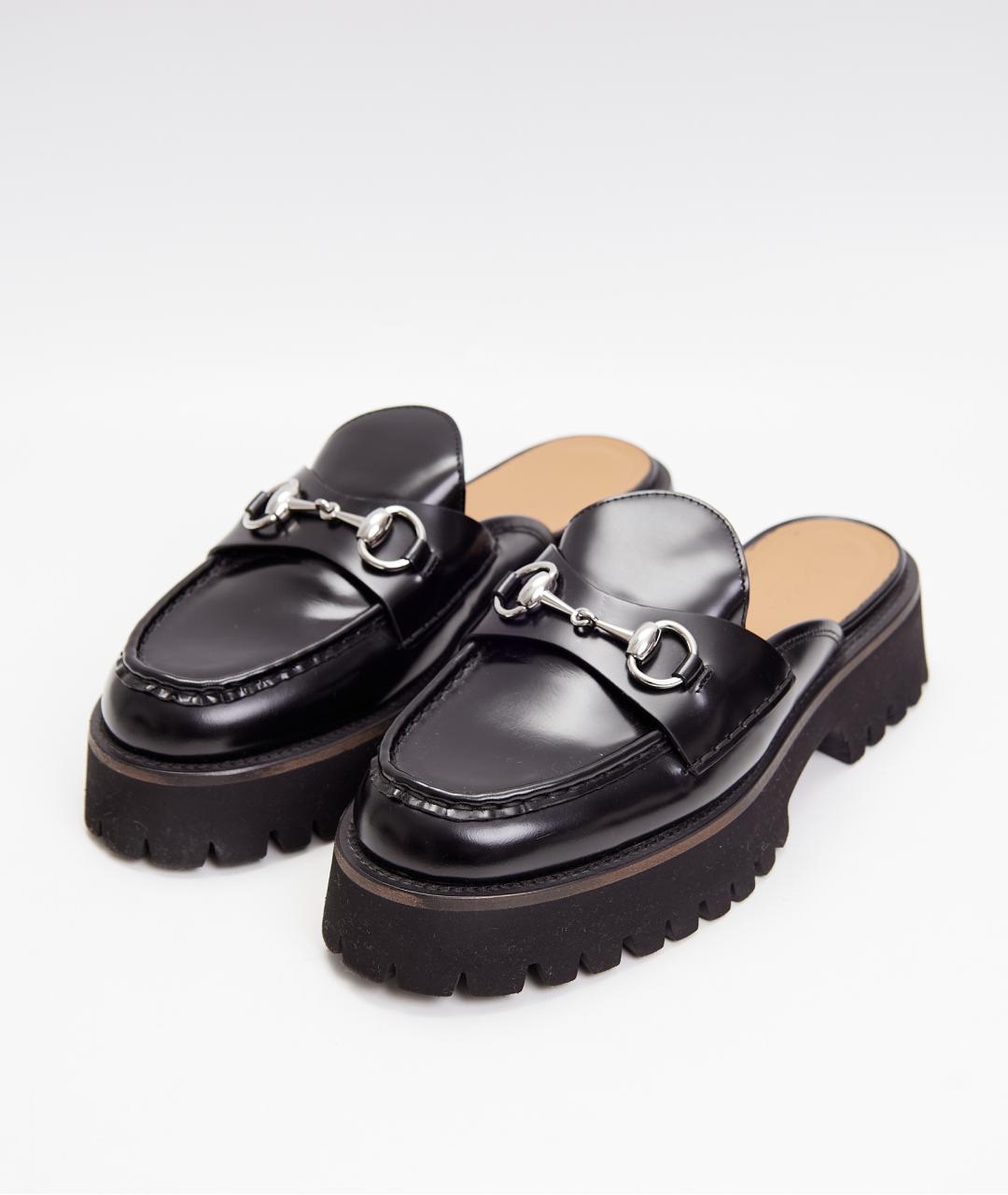 GUCCI Черные кожаные мюли, фото 2