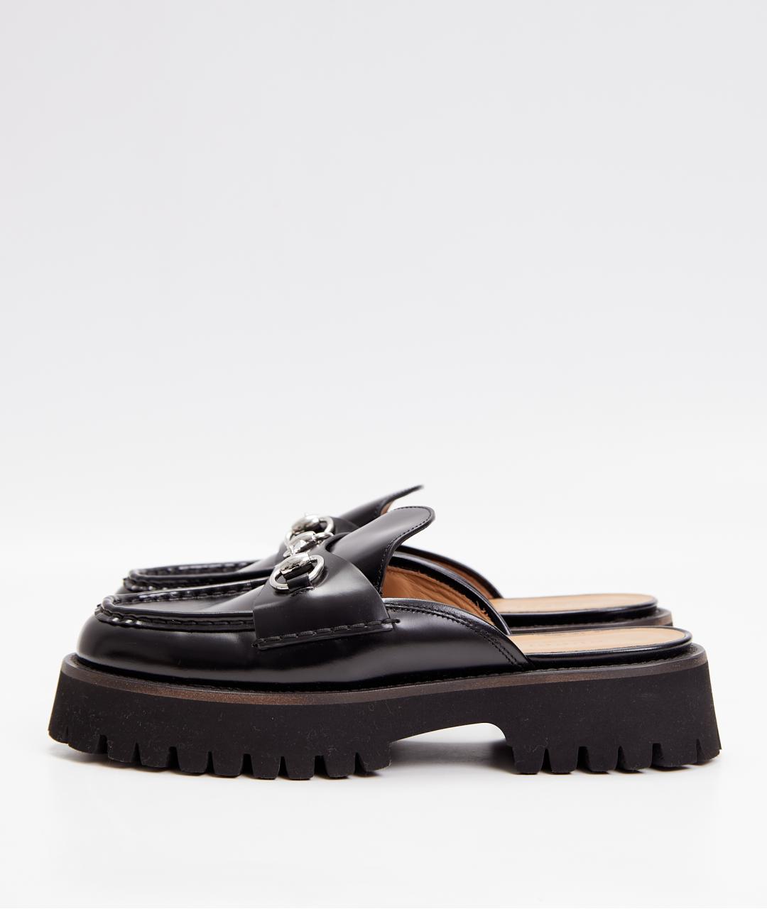 GUCCI Черные кожаные мюли, фото 3