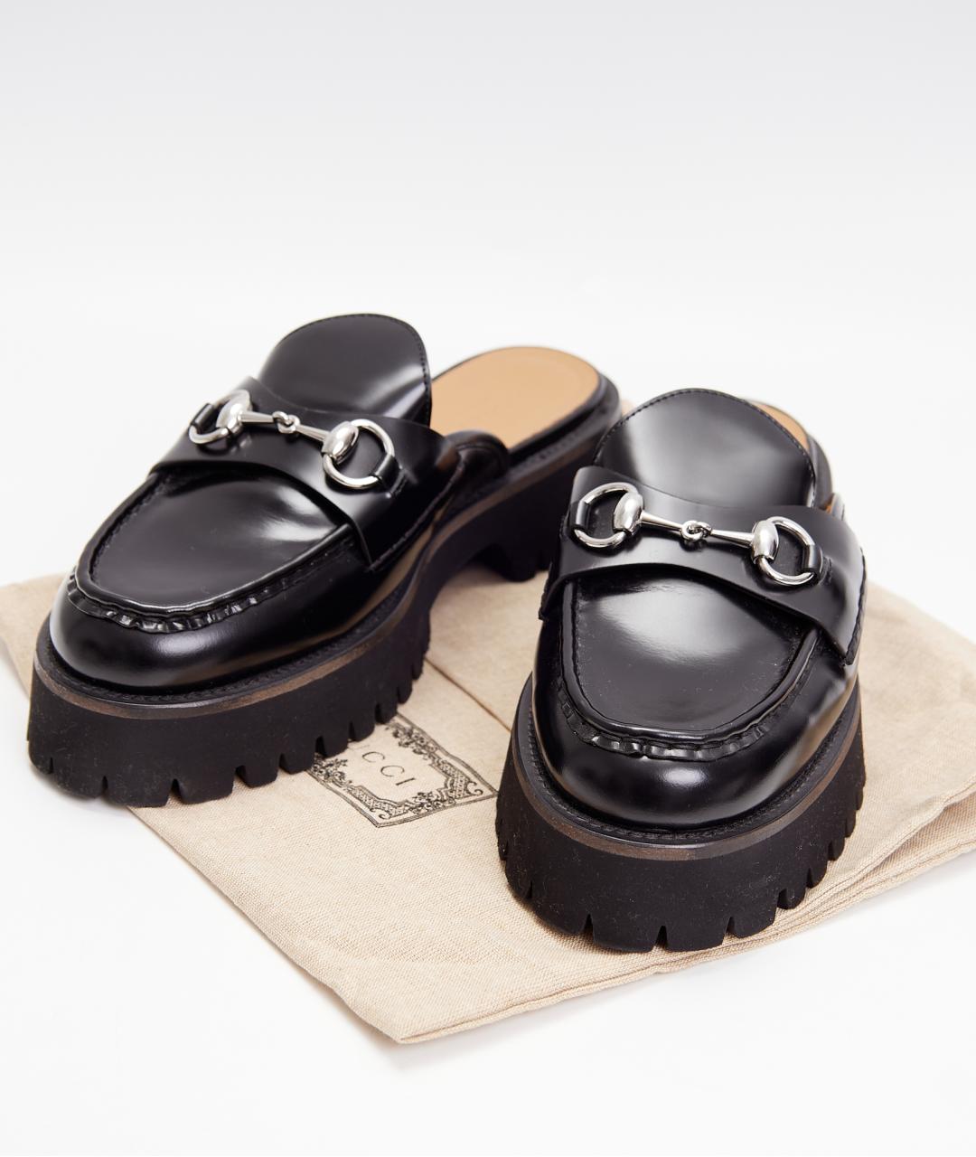 GUCCI Черные кожаные мюли, фото 6