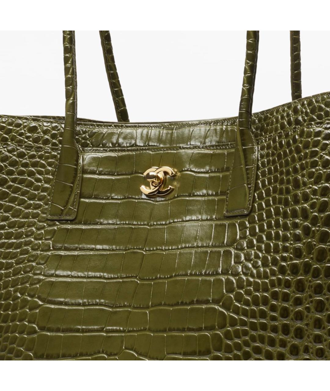 CHANEL Хаки кожаная сумка тоут, фото 4