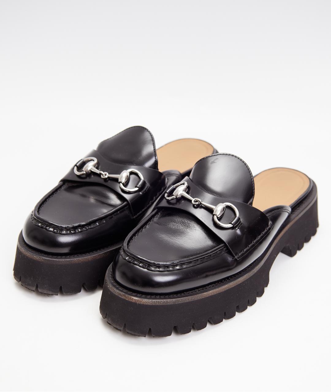 GUCCI Черные кожаные мюли, фото 2