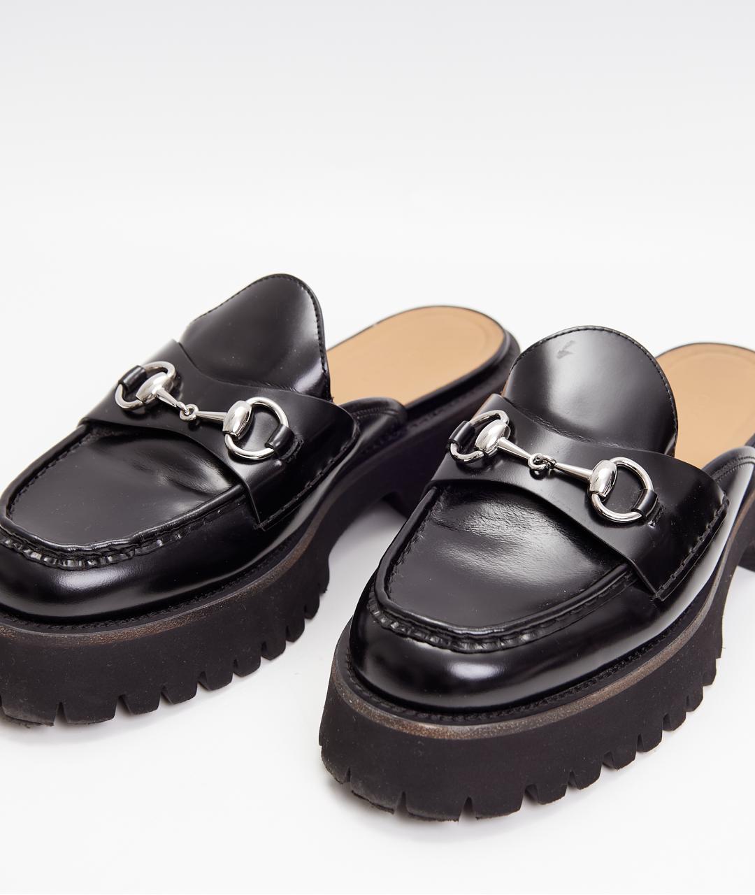 GUCCI Черные кожаные мюли, фото 4