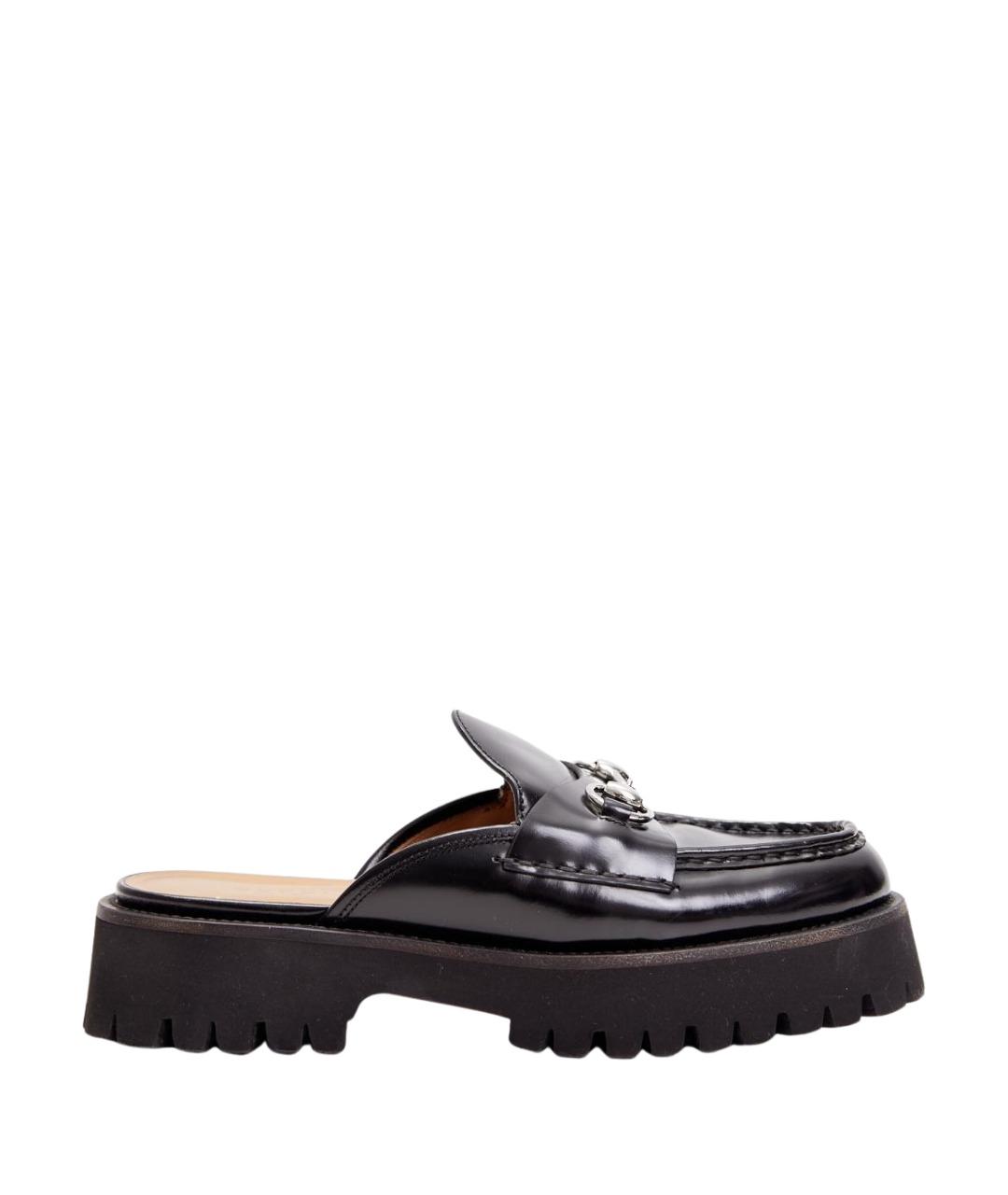 GUCCI Черные кожаные мюли, фото 1