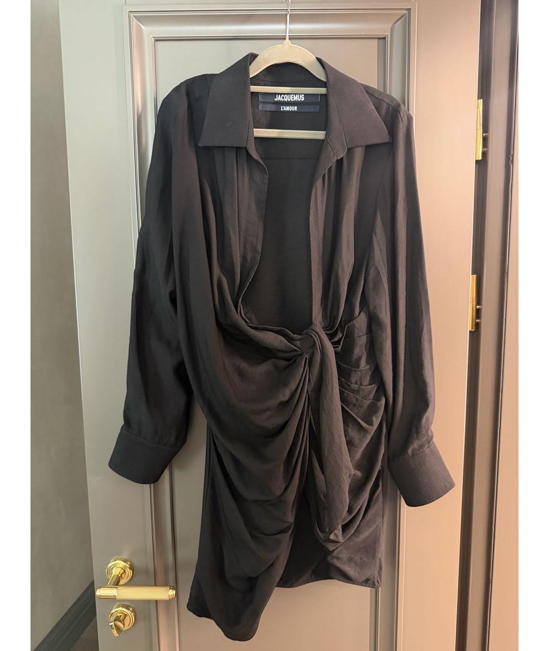 JACQUEMUS Черное вискозное повседневное платье, фото 7