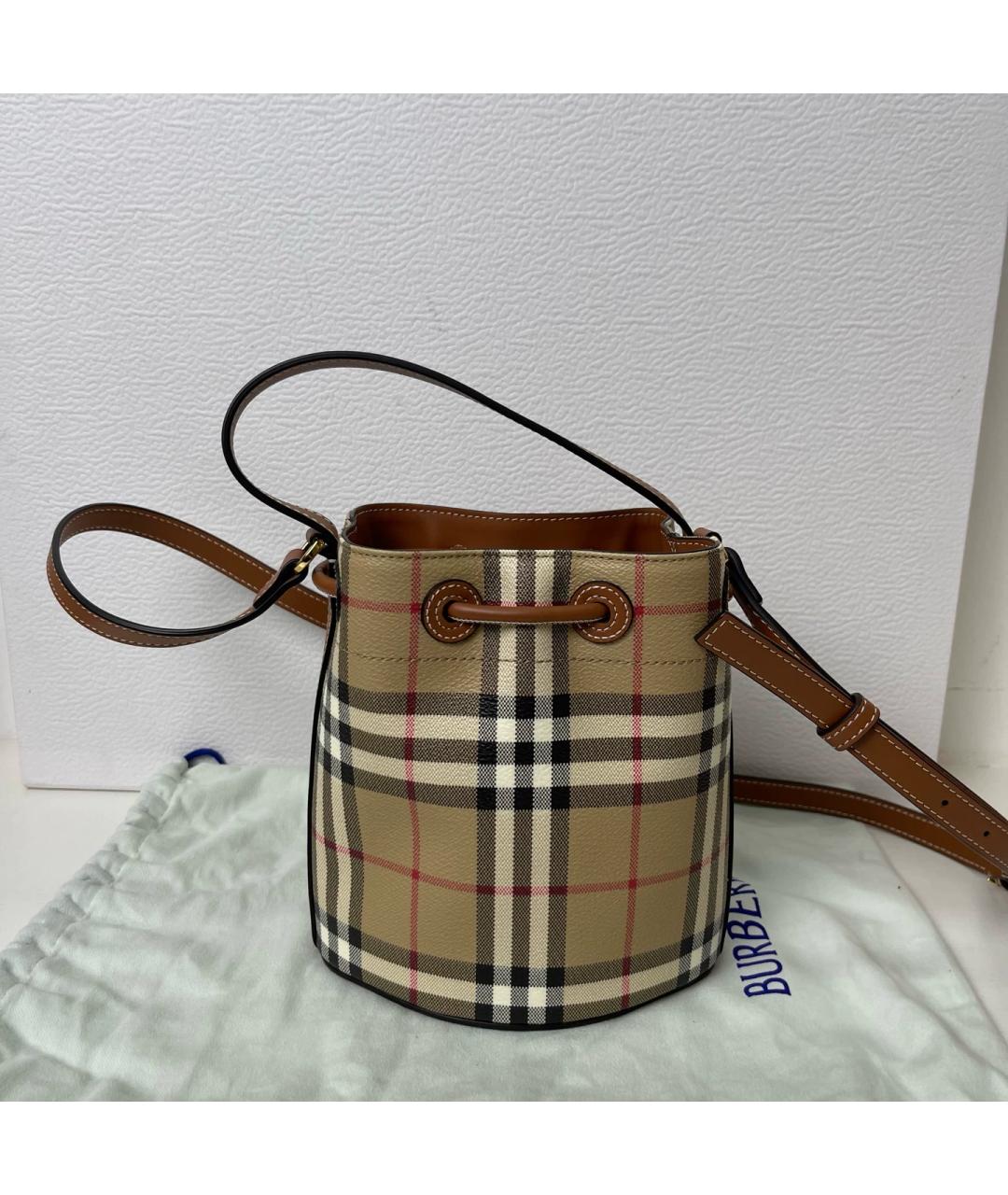 BURBERRY Бежевая тканевая сумка через плечо, фото 3