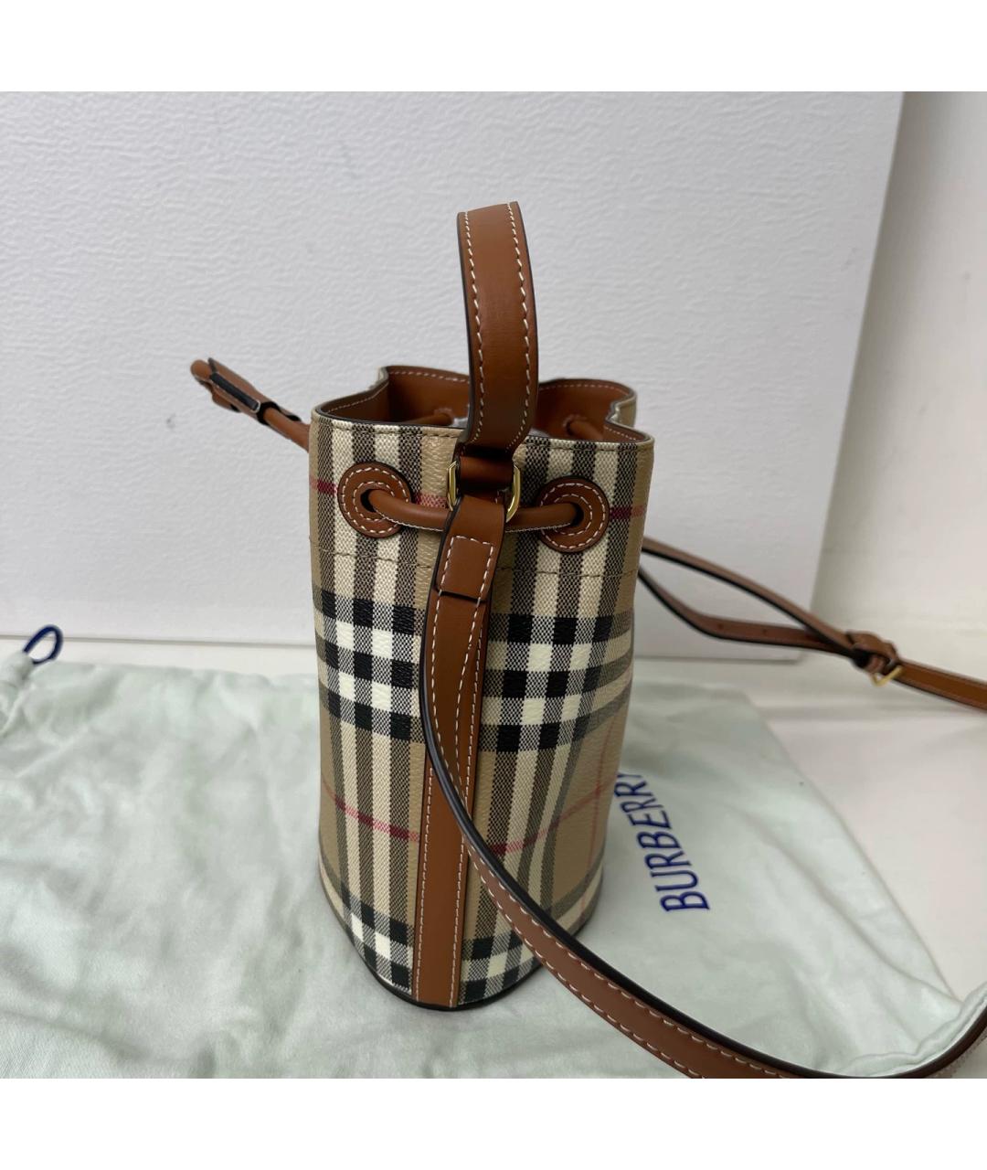 BURBERRY Бежевая тканевая сумка через плечо, фото 7