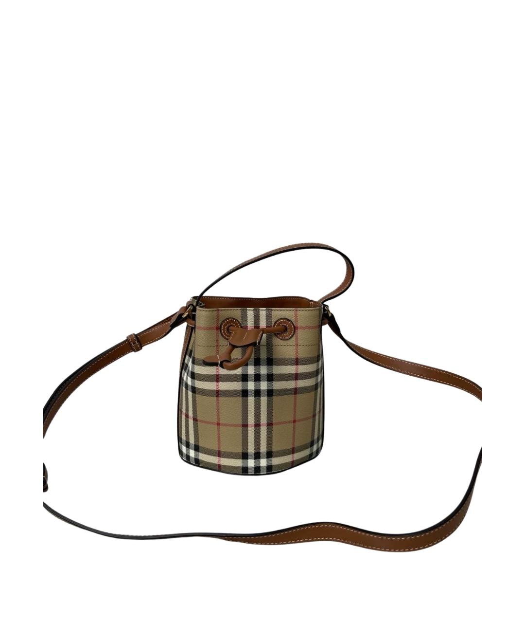 BURBERRY Бежевая тканевая сумка через плечо, фото 1