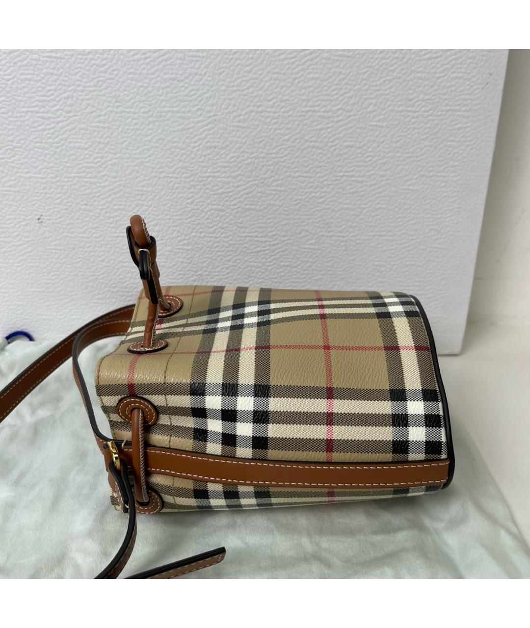 BURBERRY Бежевая тканевая сумка через плечо, фото 5