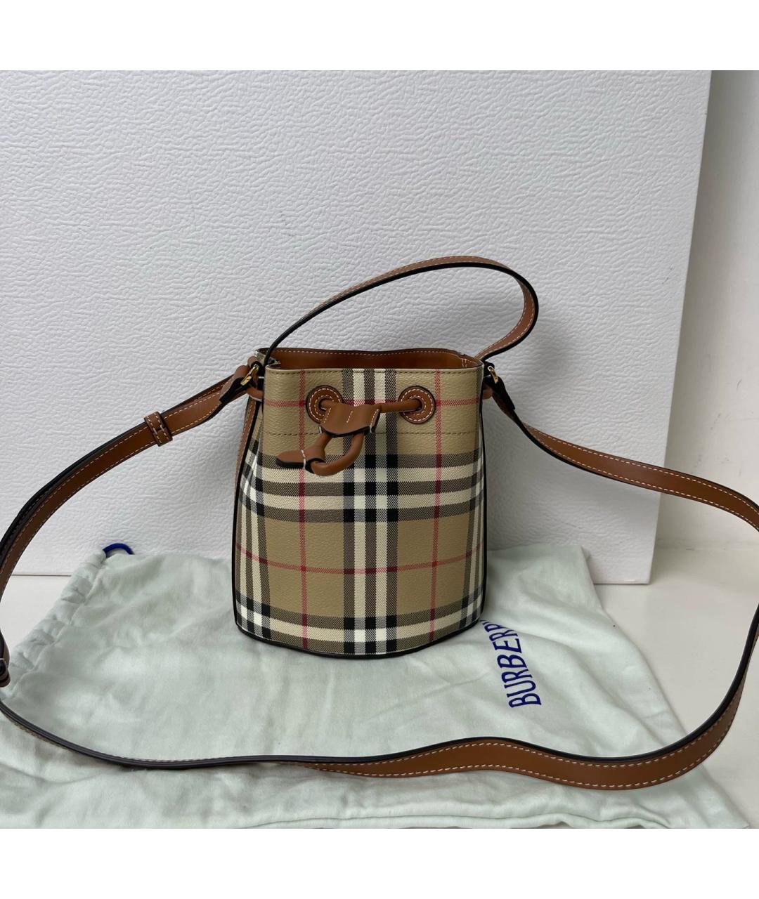 BURBERRY Бежевая тканевая сумка через плечо, фото 10