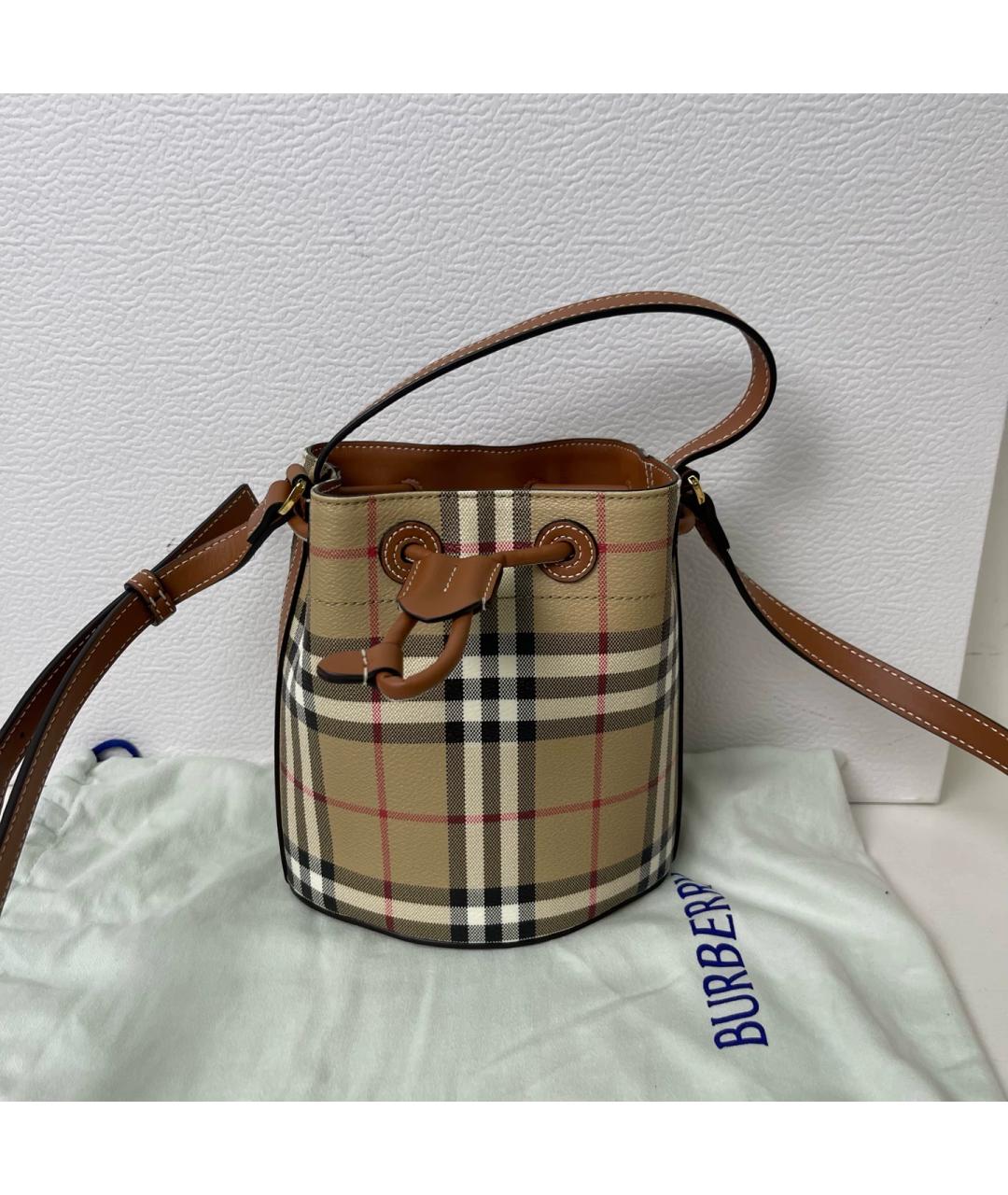 BURBERRY Бежевая тканевая сумка через плечо, фото 2