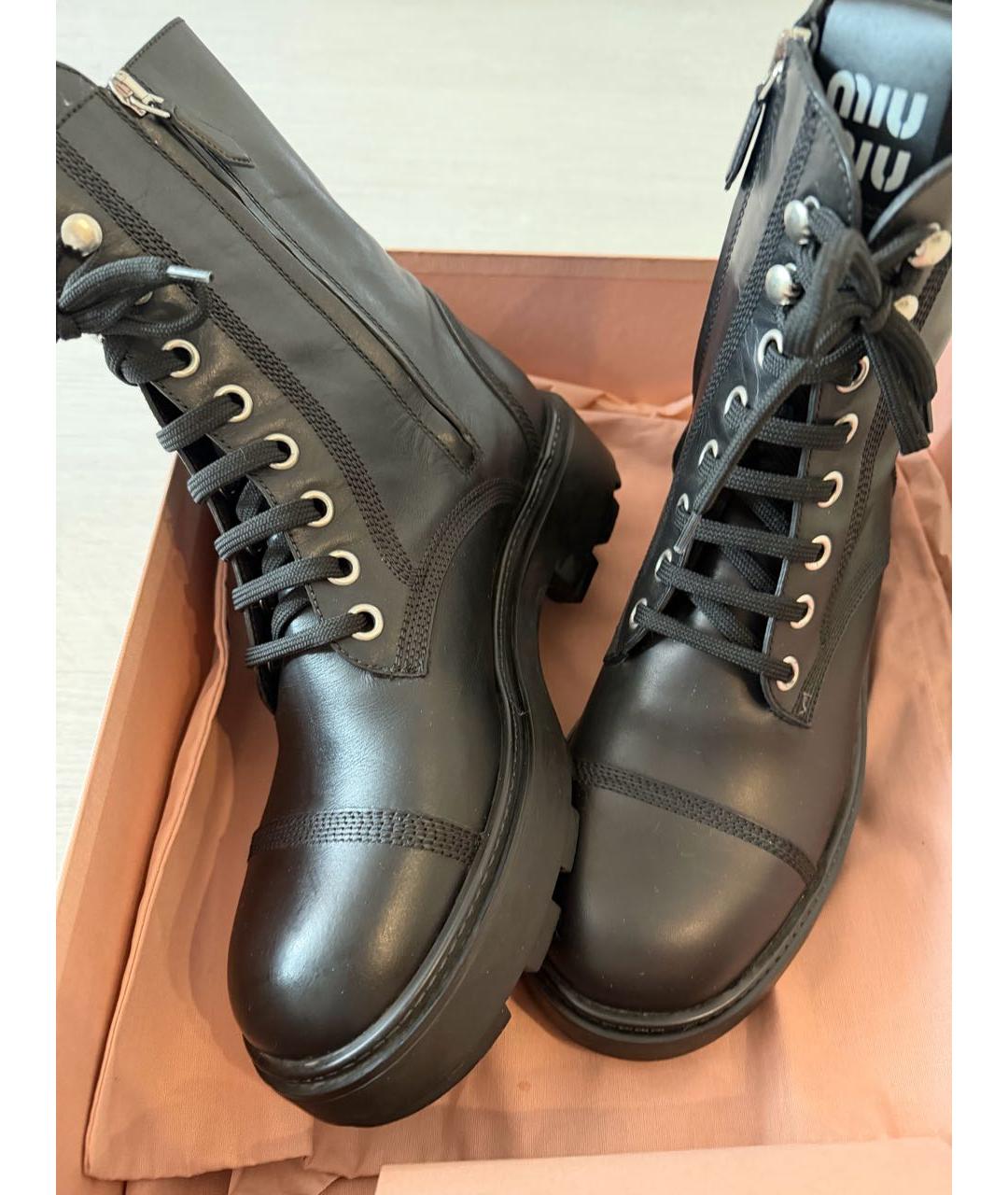 MIU MIU Черные кожаные ботинки, фото 4