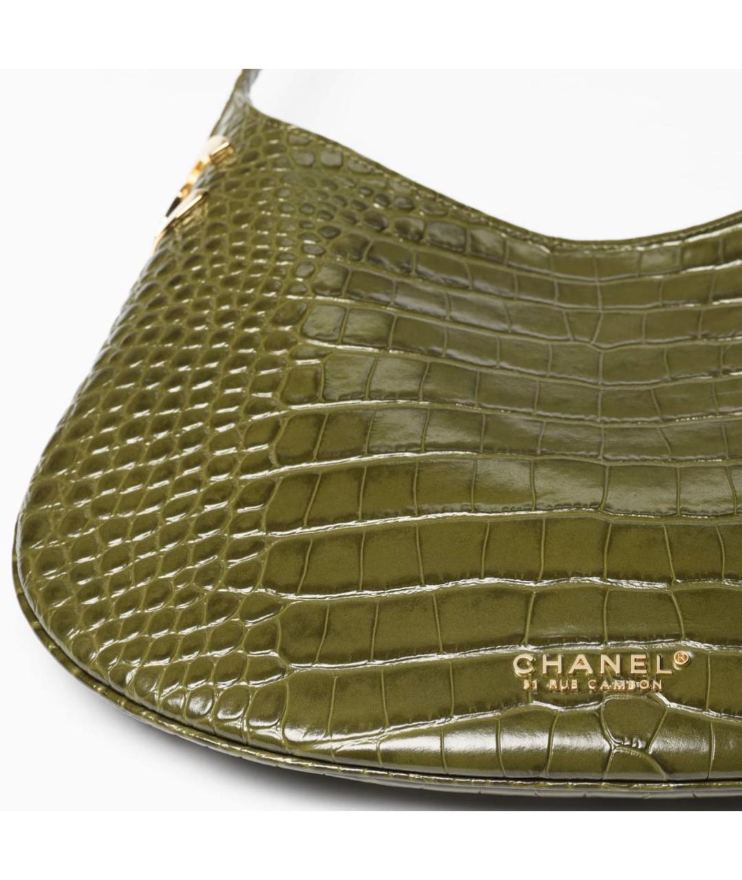 CHANEL Хаки кожаная сумка через плечо, фото 4