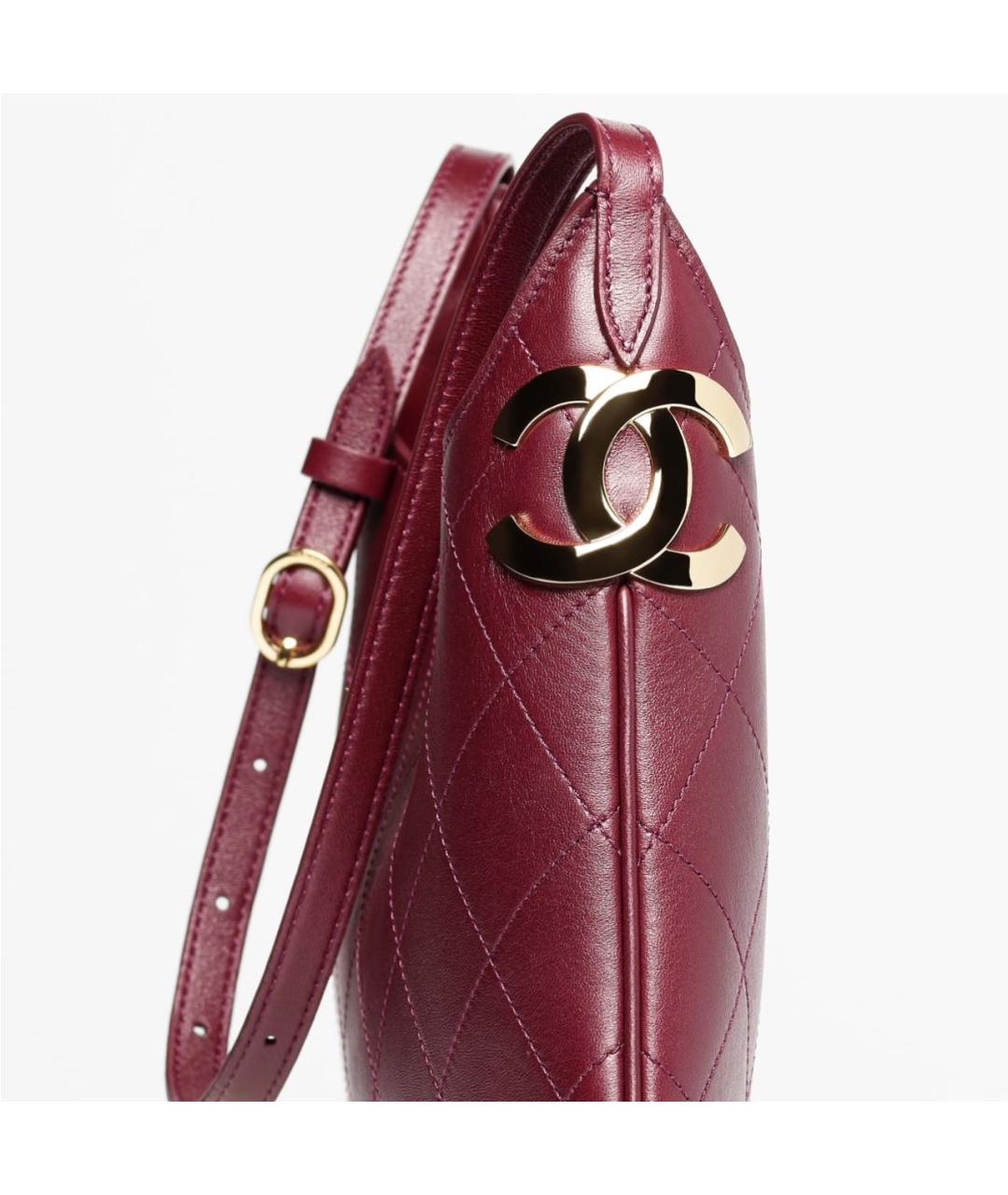 CHANEL Бордовая кожаная сумка через плечо, фото 4