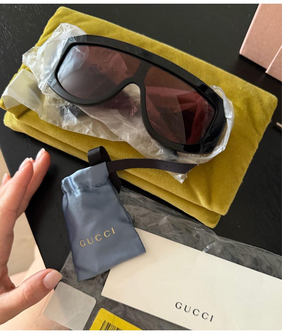 GUCCI Черные пластиковые солнцезащитные очки, фото 4