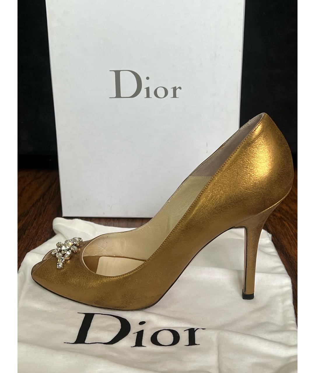 CHRISTIAN DIOR Золотые кожаные туфли, фото 6