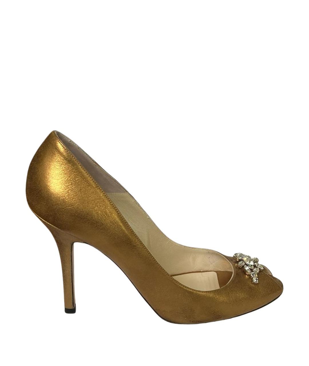 CHRISTIAN DIOR Золотые кожаные туфли, фото 1