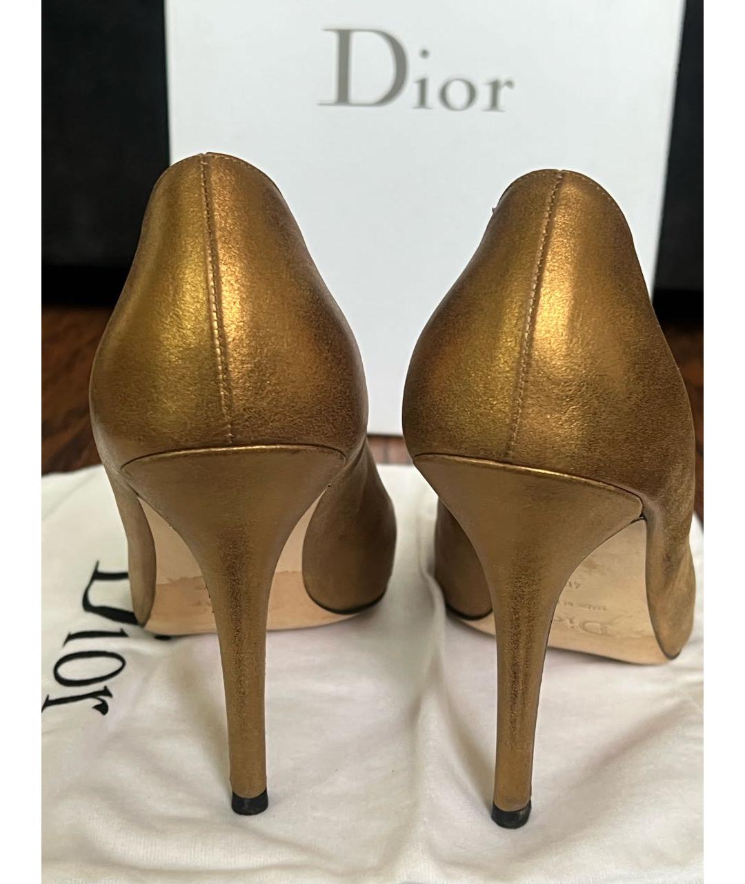 CHRISTIAN DIOR Золотые кожаные туфли, фото 4