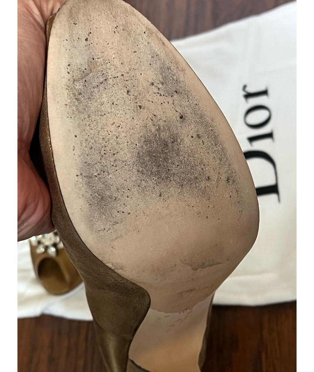 CHRISTIAN DIOR Золотые кожаные туфли, фото 5