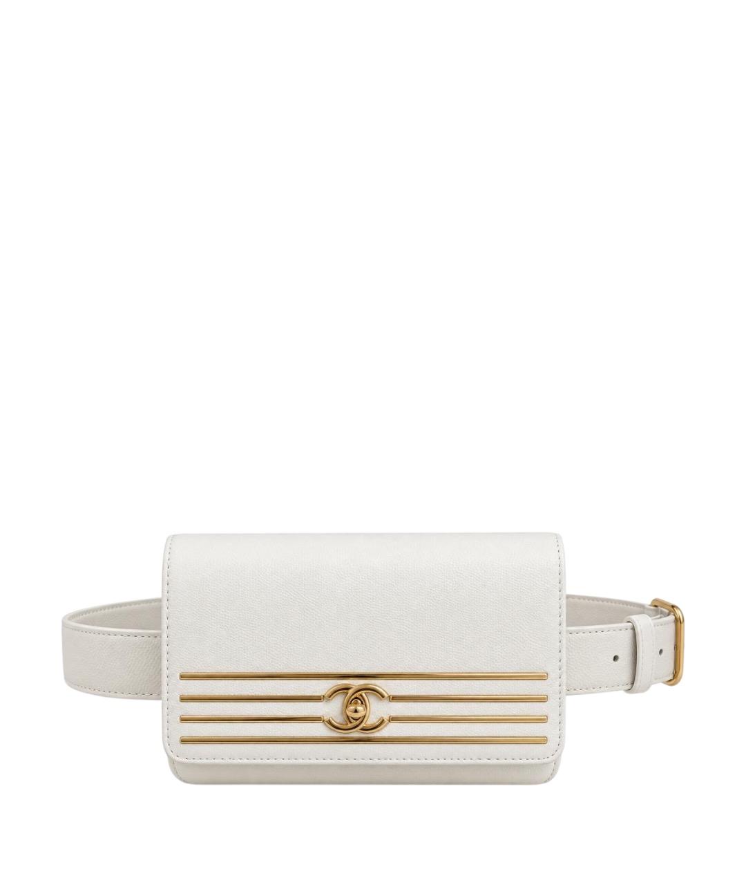 CHANEL Белая кожаная поясная сумка, фото 1