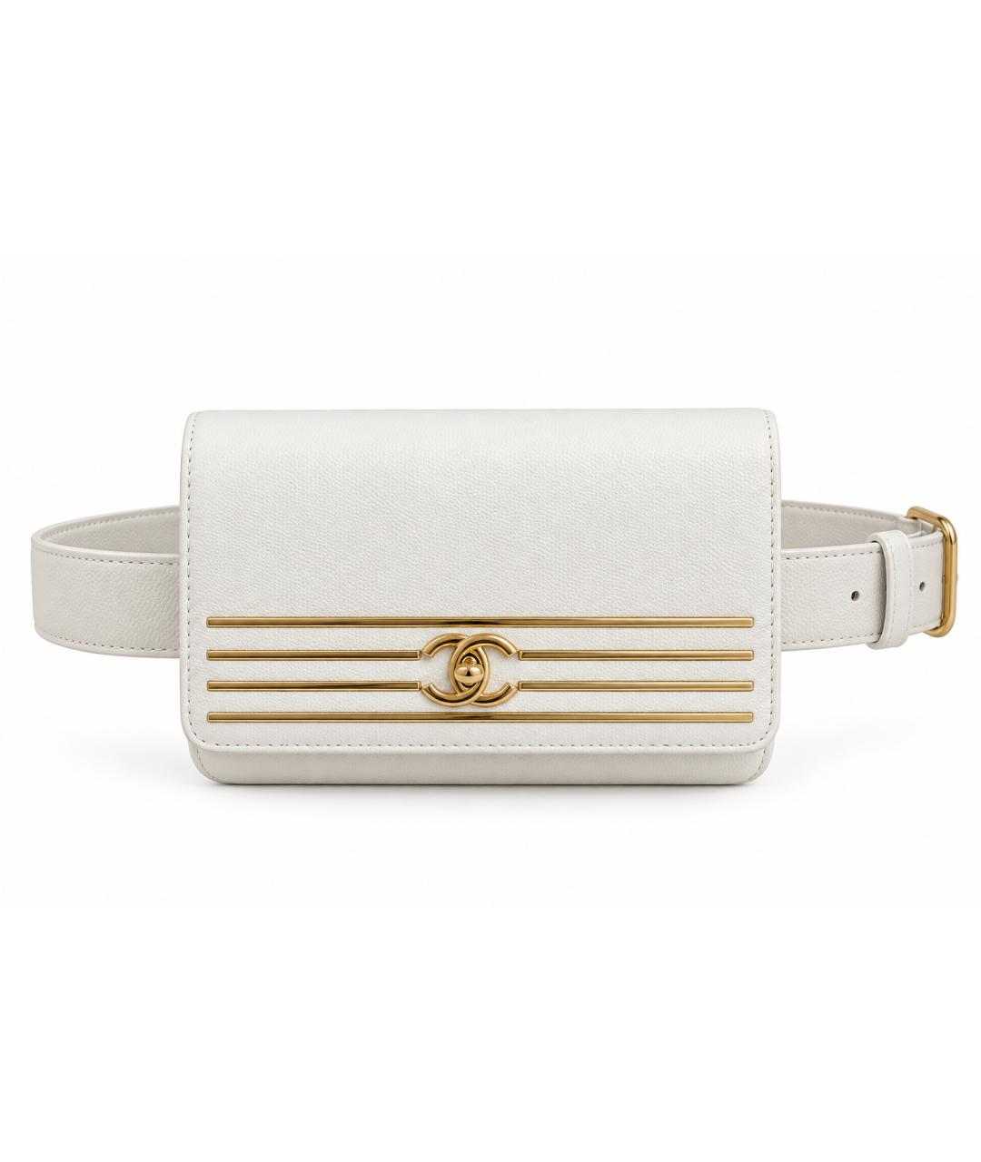 CHANEL Белая кожаная поясная сумка, фото 10