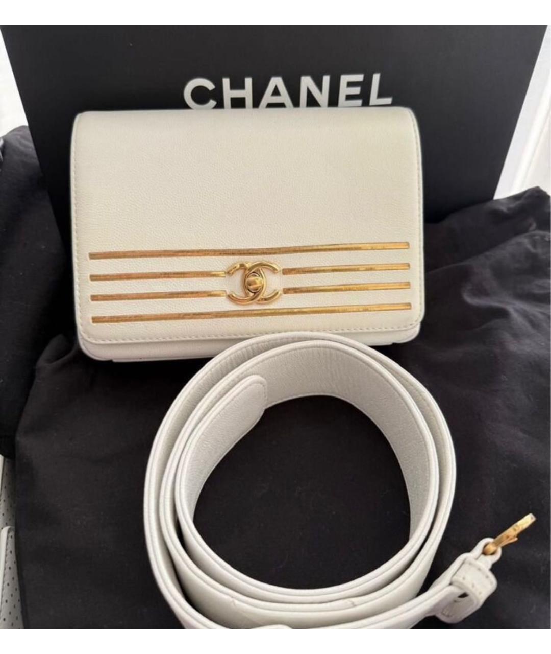 CHANEL Белая кожаная поясная сумка, фото 9