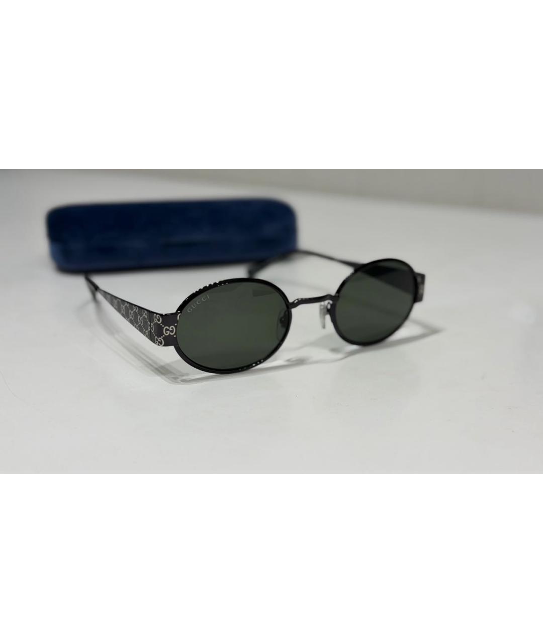 GUCCI Черные металлические солнцезащитные очки, фото 4