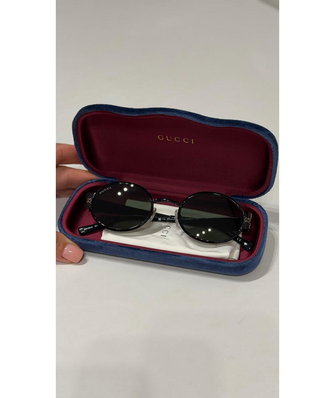 GUCCI Черные металлические солнцезащитные очки, фото 3