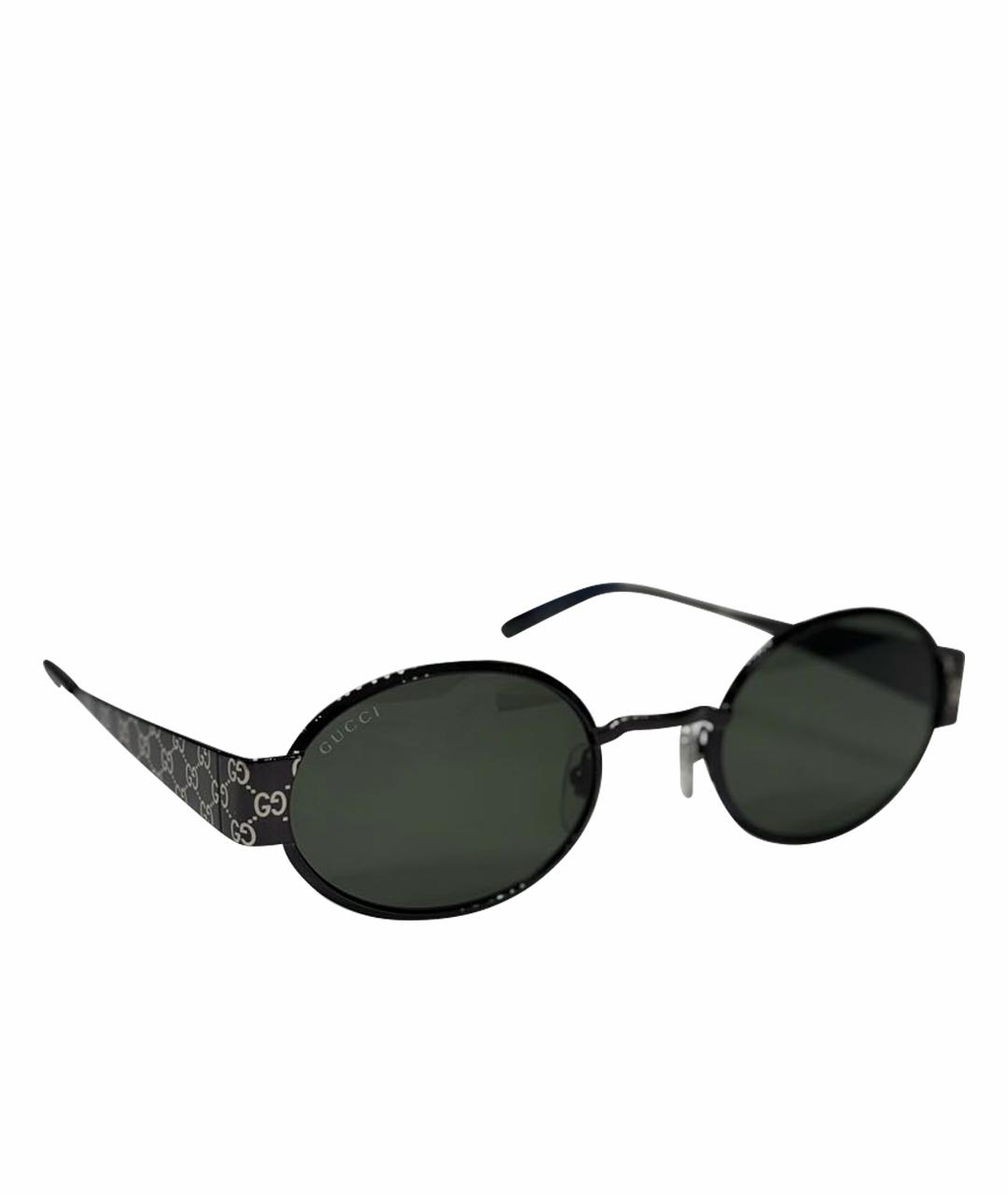 GUCCI Черные металлические солнцезащитные очки, фото 1