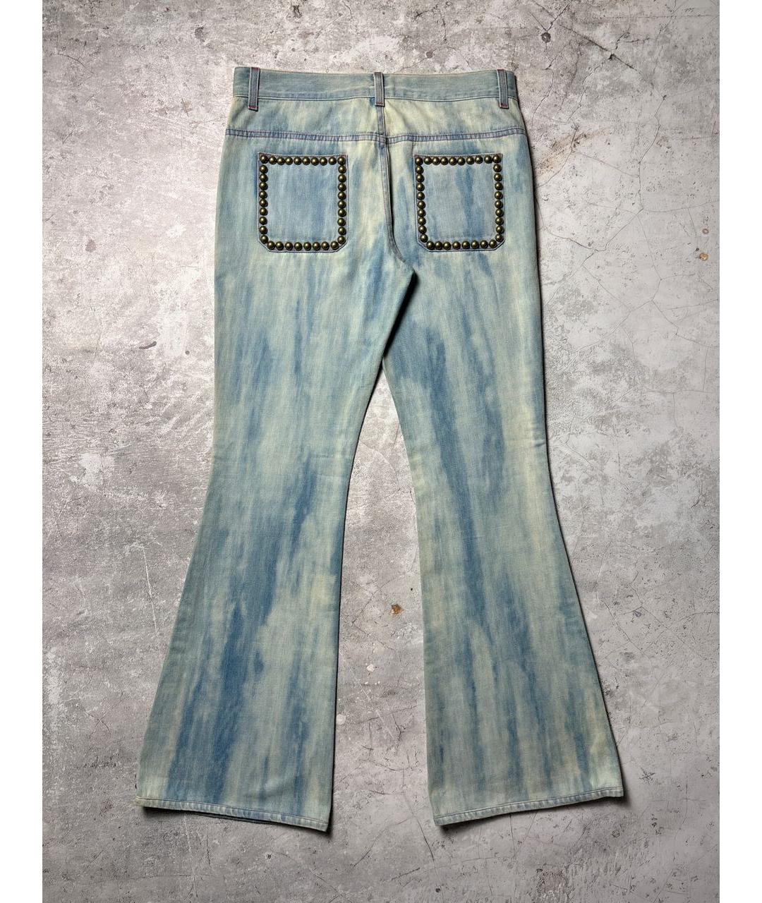 GUCCI Голубые хлопковые джинсы клеш, фото 2