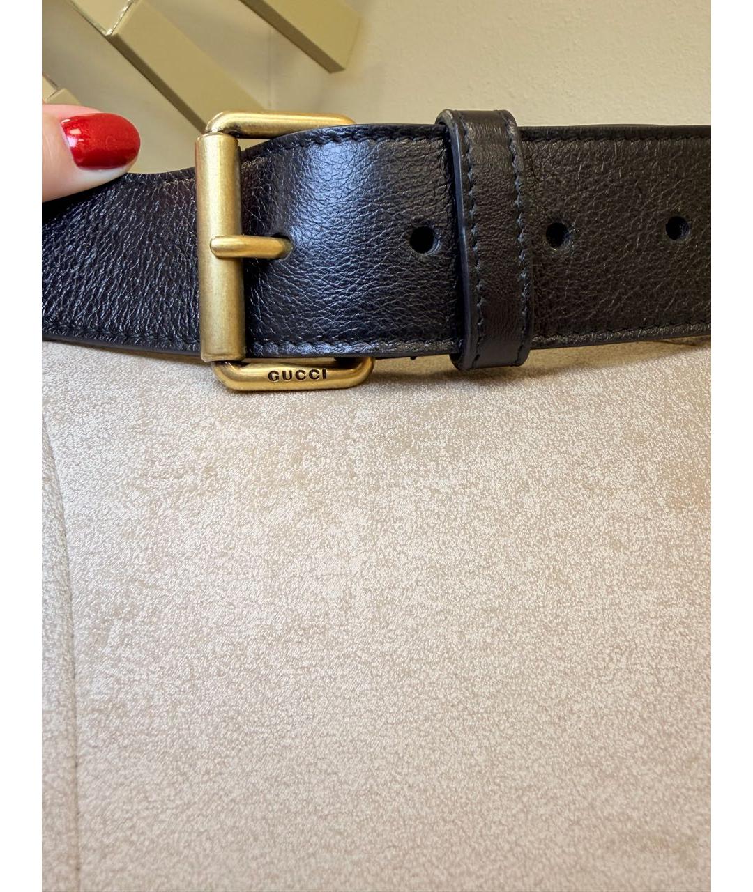 GUCCI Черный кожаный ремень, фото 2