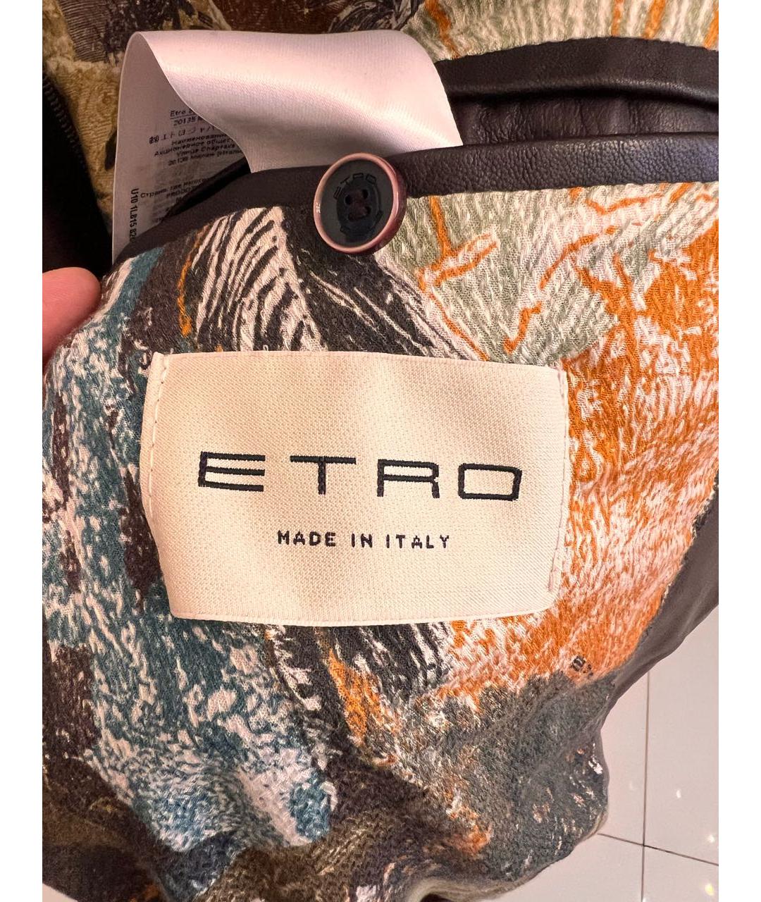 ETRO Коричневая кожаная куртка, фото 5