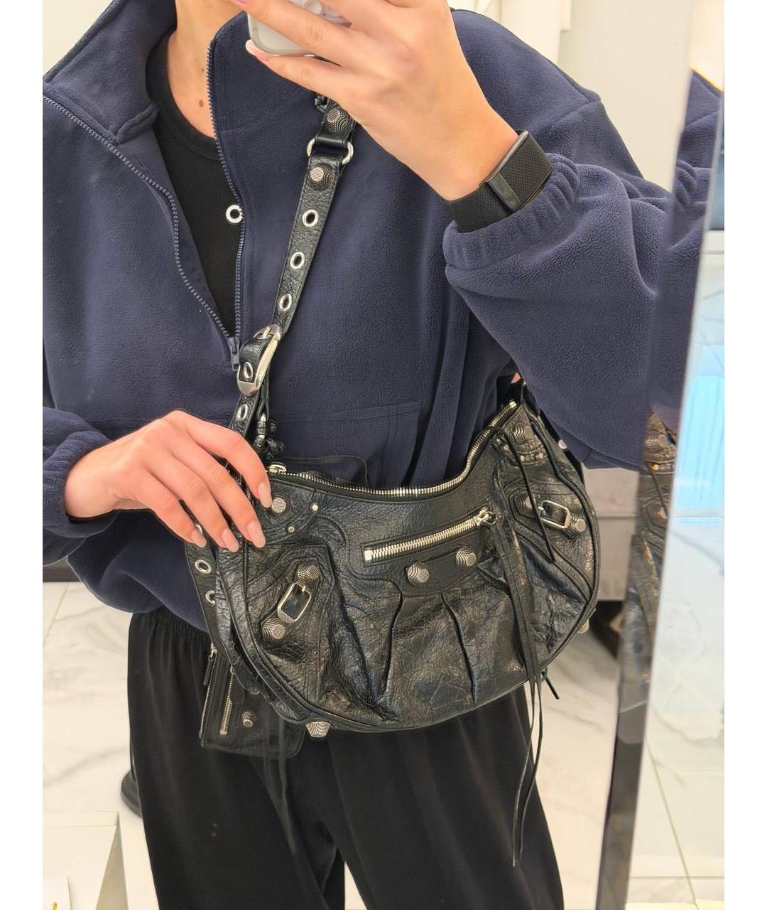 BALENCIAGA Черная кожаная сумка через плечо, фото 2