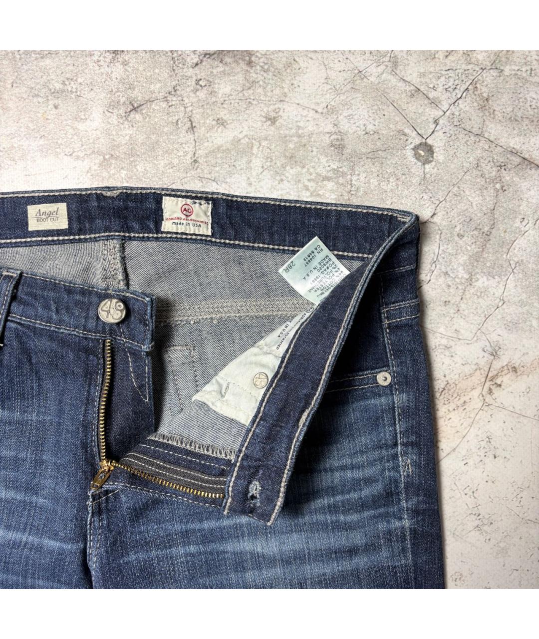 AG JEANS Темно-синие хлопко-полиэстеровые джинсы клеш, фото 7