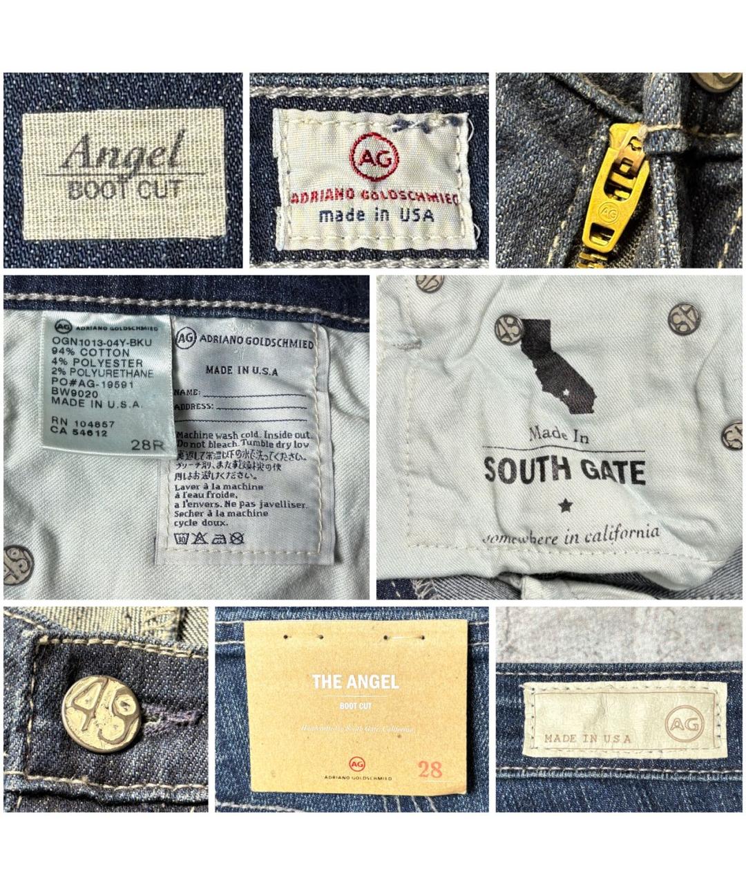 AG JEANS Темно-синие хлопко-полиэстеровые джинсы клеш, фото 3