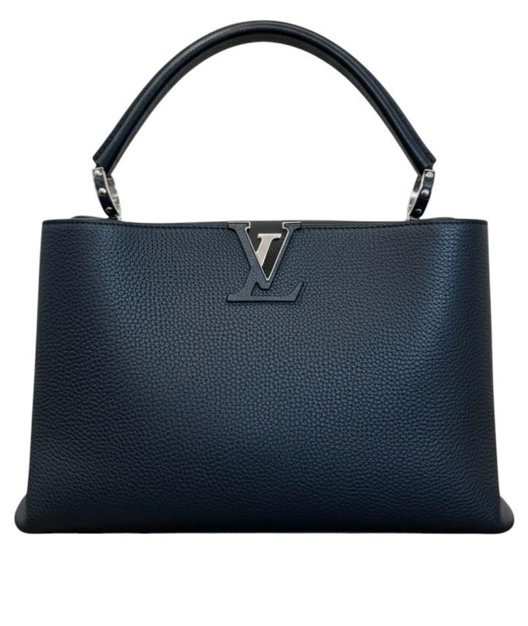 LOUIS VUITTON Темно-синяя кожаная сумка с короткими ручками, фото 1