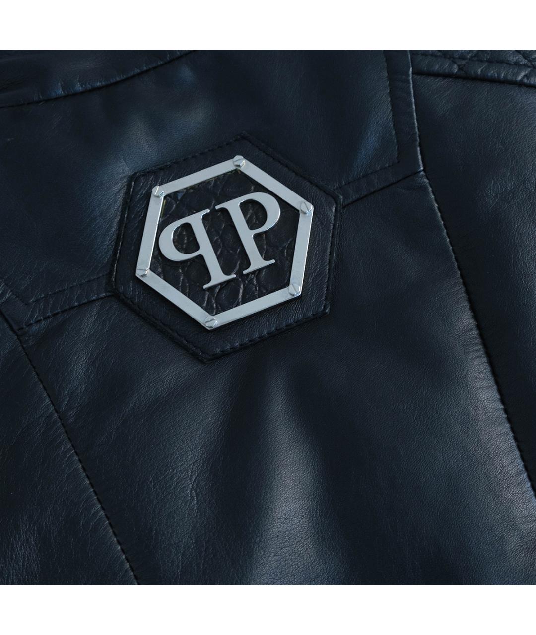 PHILIPP PLEIN Черная кожаная куртка, фото 6