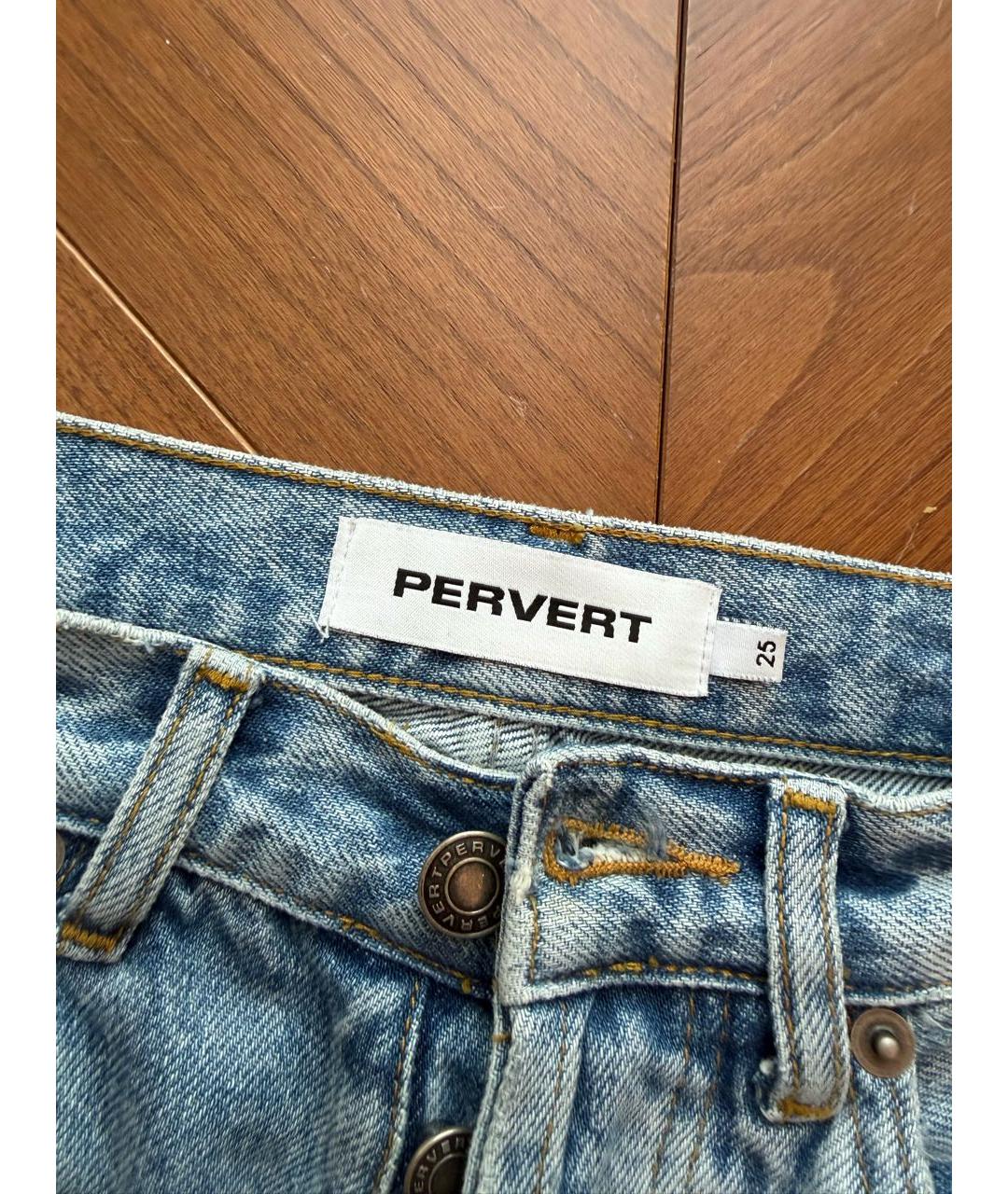 PERVERT Голубые хлопковые прямые джинсы, фото 2