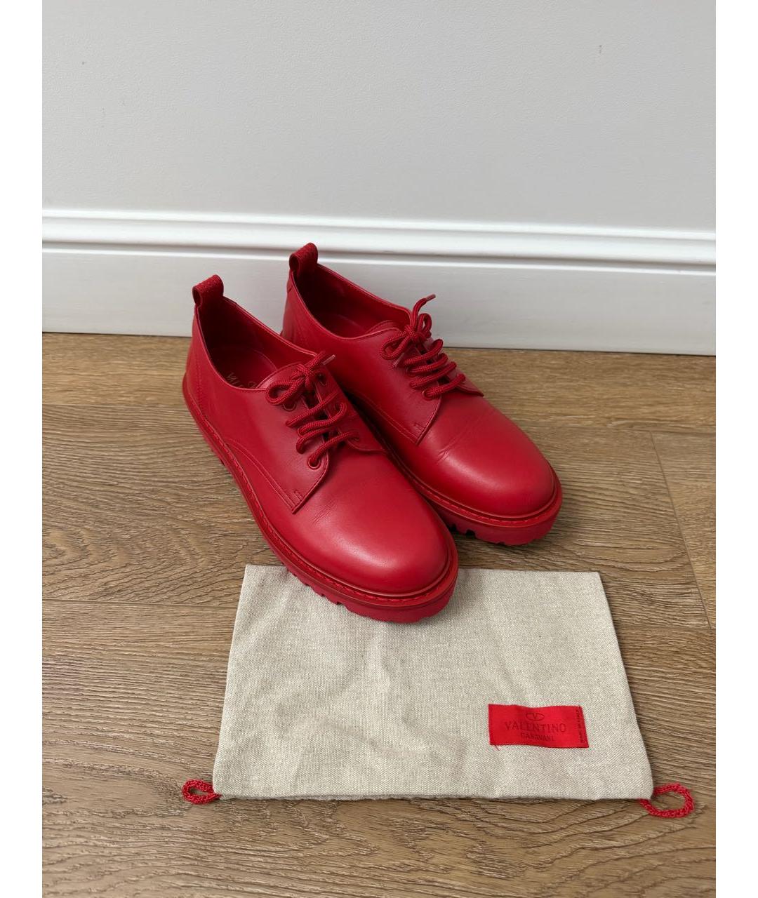 VALENTINO Красные кожаные кроссовки, фото 8
