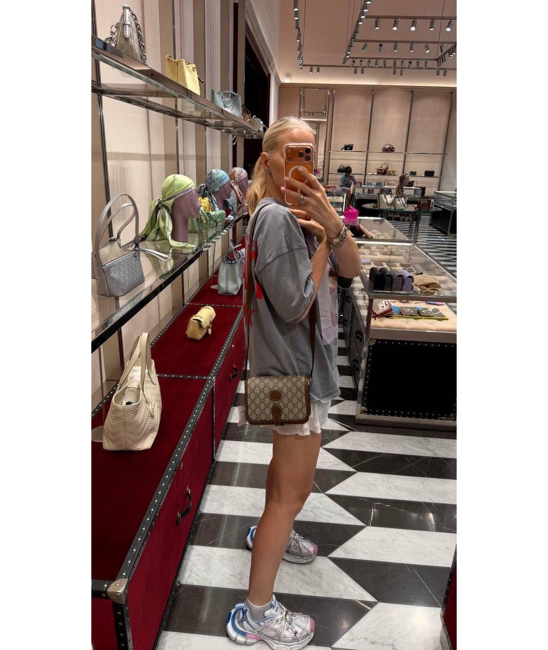 GUCCI Коричневая сумка через плечо из канвы, фото 5