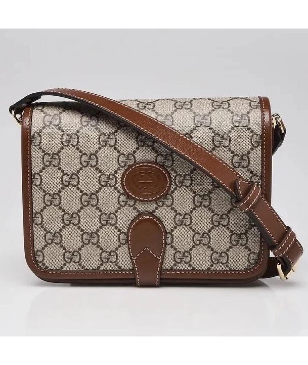 GUCCI Коричневая сумка через плечо из канвы, фото 7