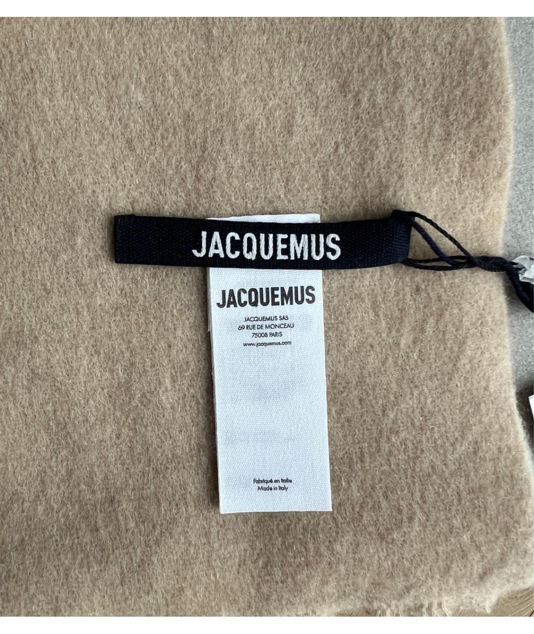 JACQUEMUS Бежевый кашемировый шарф, фото 6