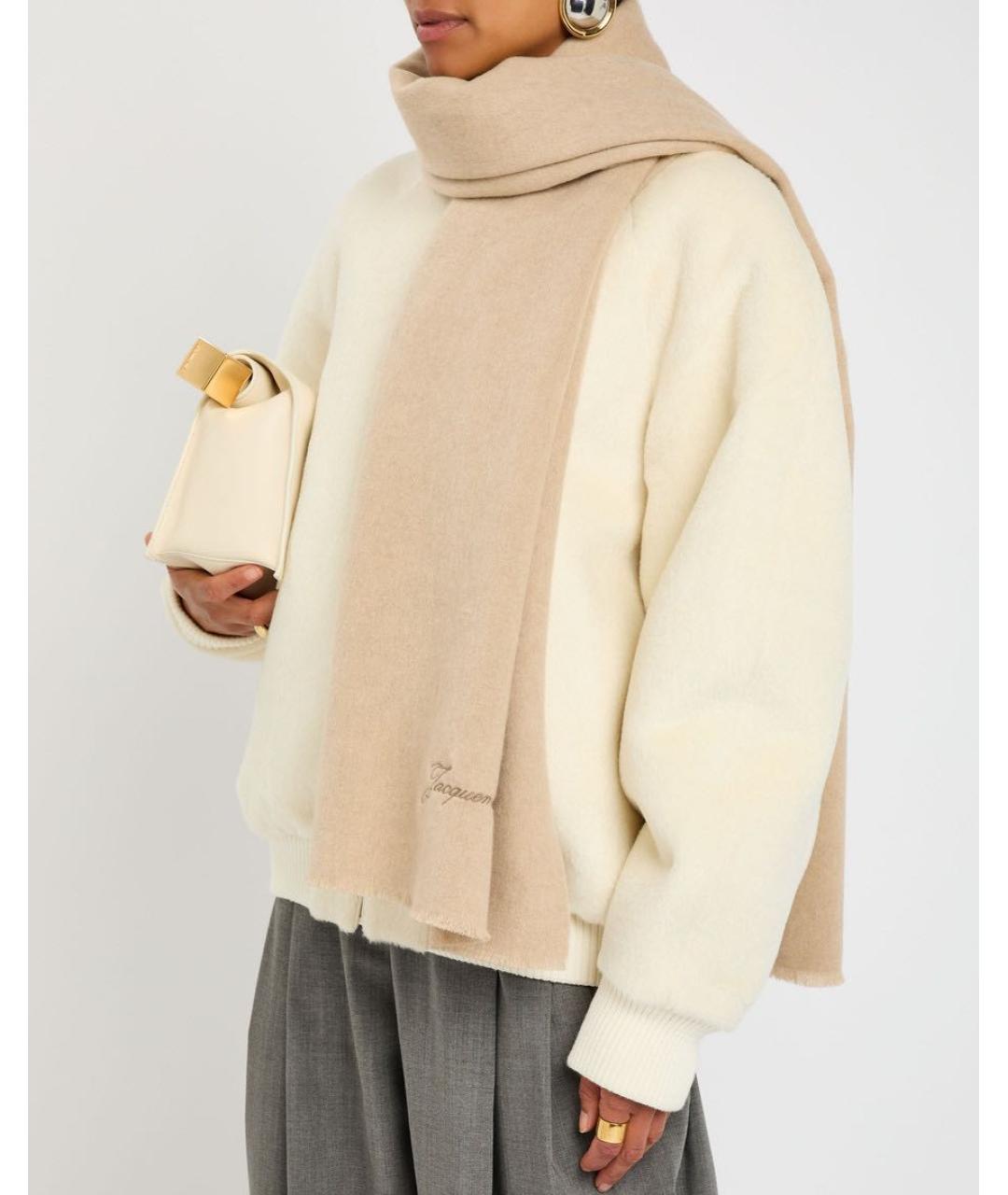 JACQUEMUS Бежевый кашемировый шарф, фото 4