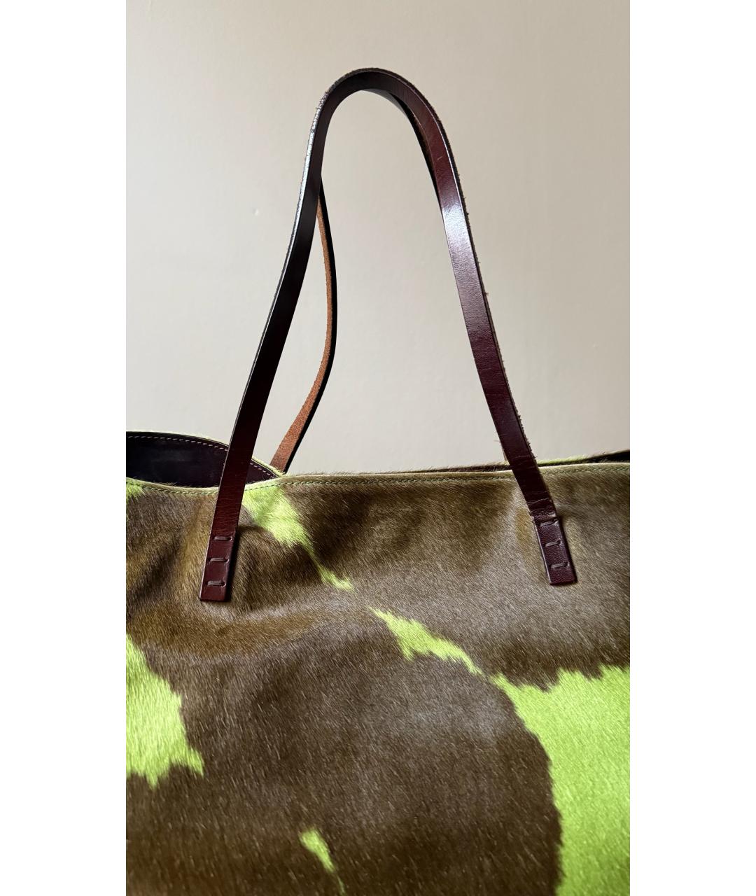 FENDI Салатовая кожаная сумка тоут, фото 4